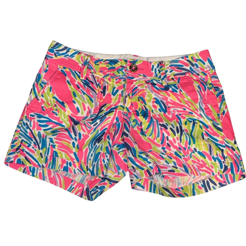 Lilly‎ Pulitzer Callahan Shorts Womens 0 Multi Color Abstract Tropical Cotton